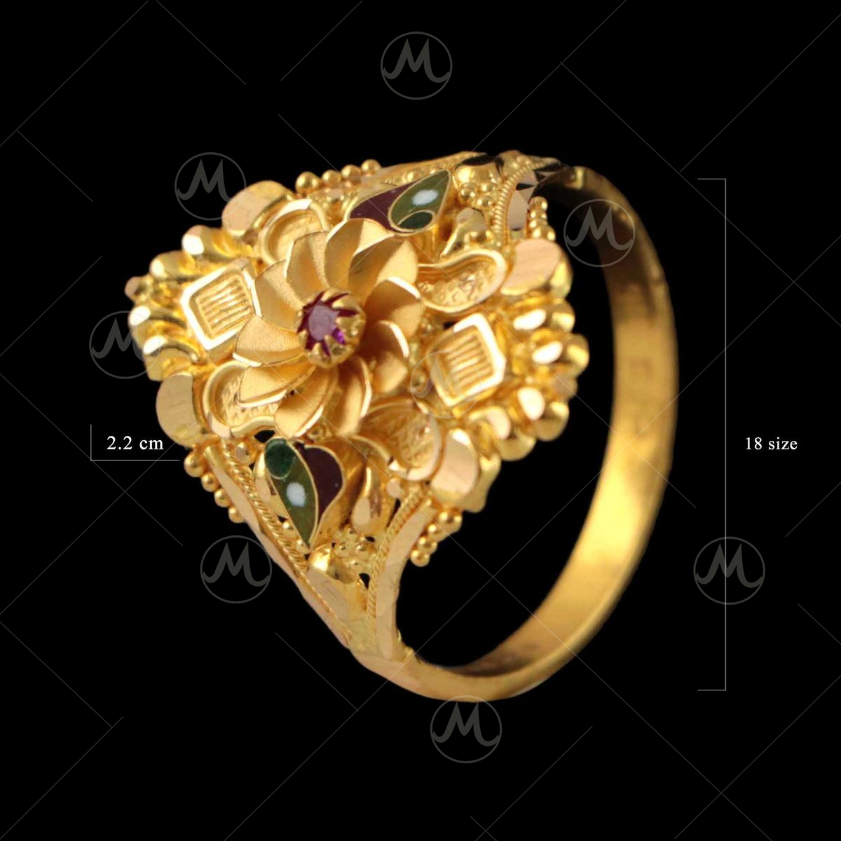 The Saffron Fancy Gold Ring For Women (Emerald) Light Wight – Welcome to  Rani Alankar