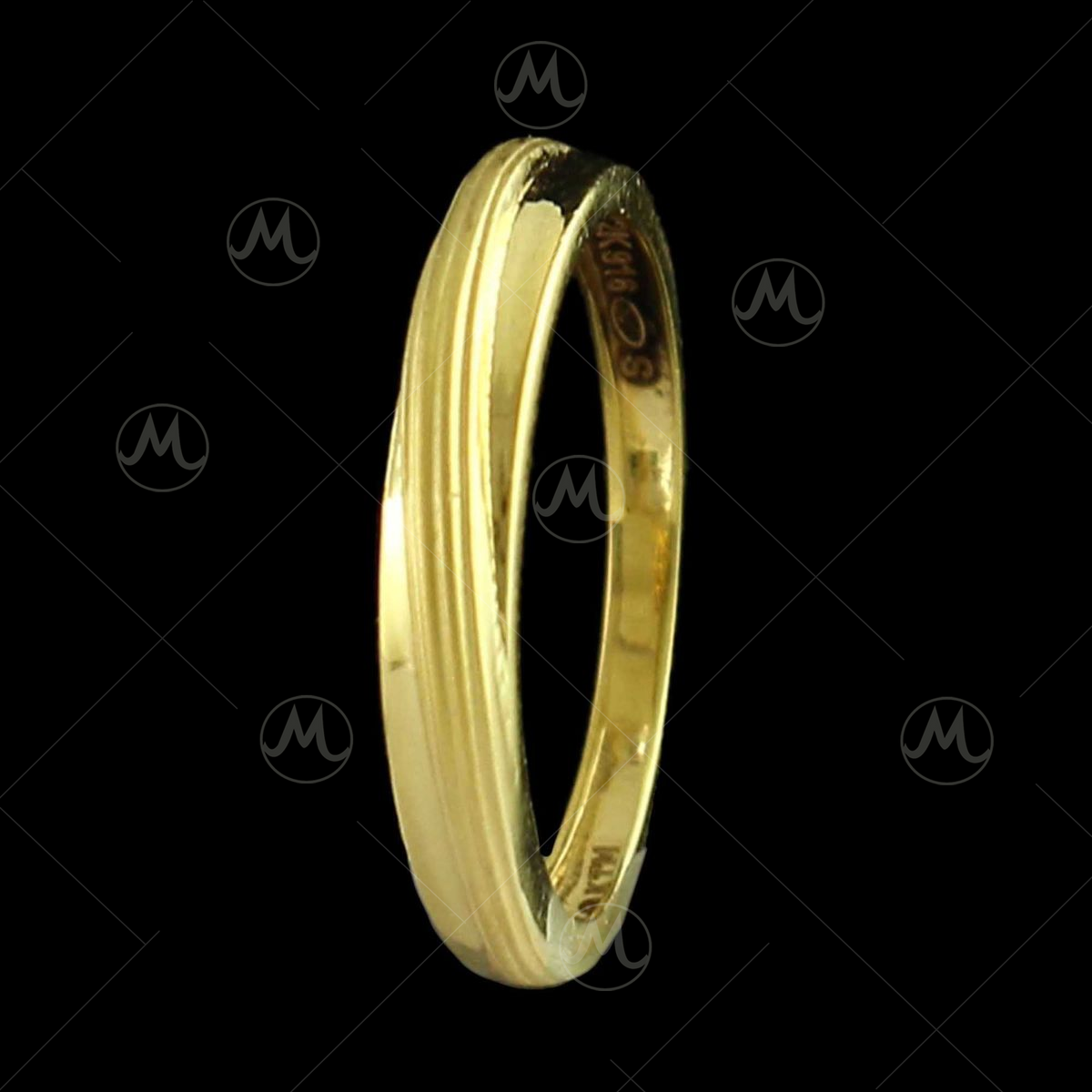 14k 3MM Unique X Cut Design Gold Wedding Ring – FERKOS FJ