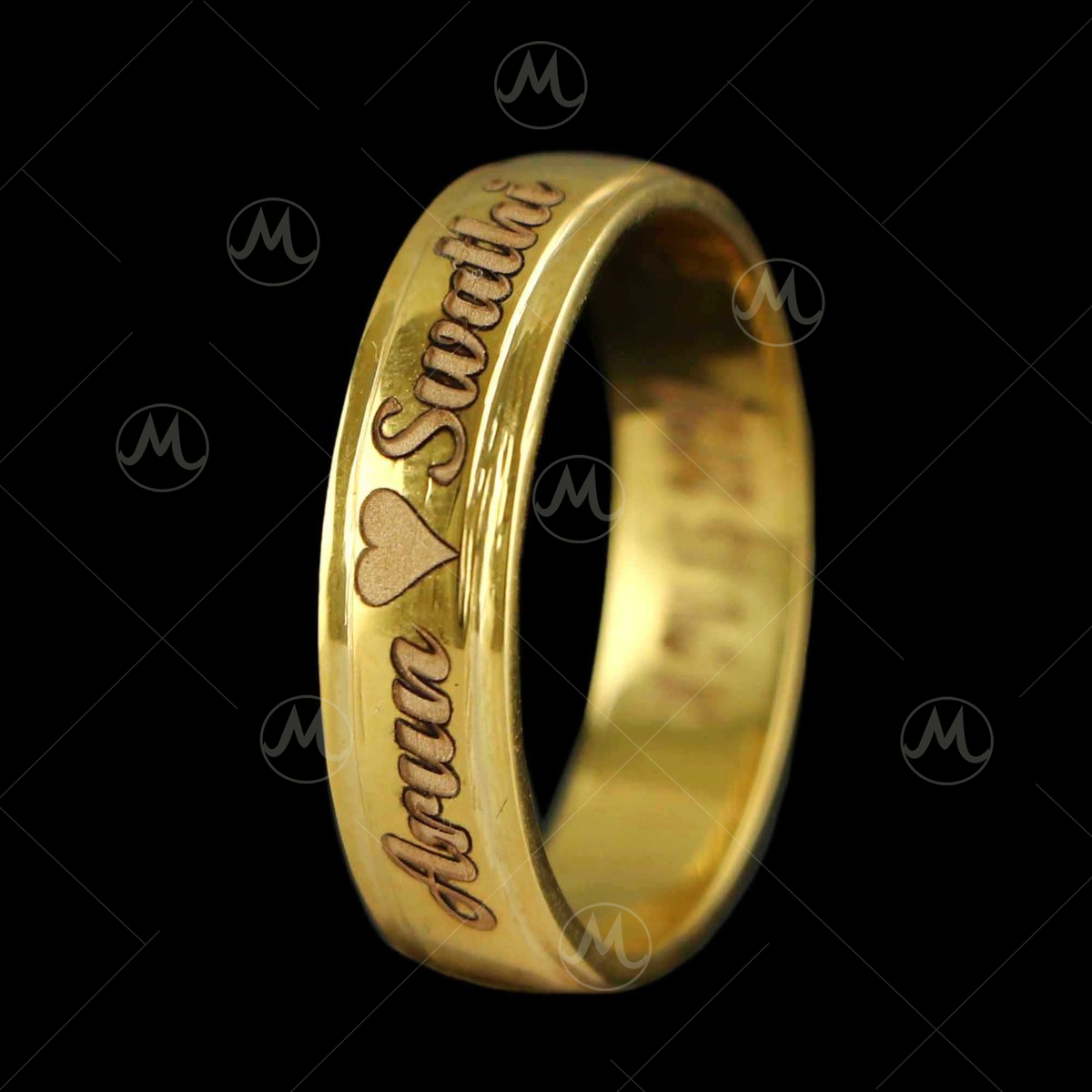 Amazon.com: Personalized Gold Stainless Steel Wedding Ring Couple's Ring  Set Custom Engraved Free - Ships from USA: Clothing, Shoes & Jewelry