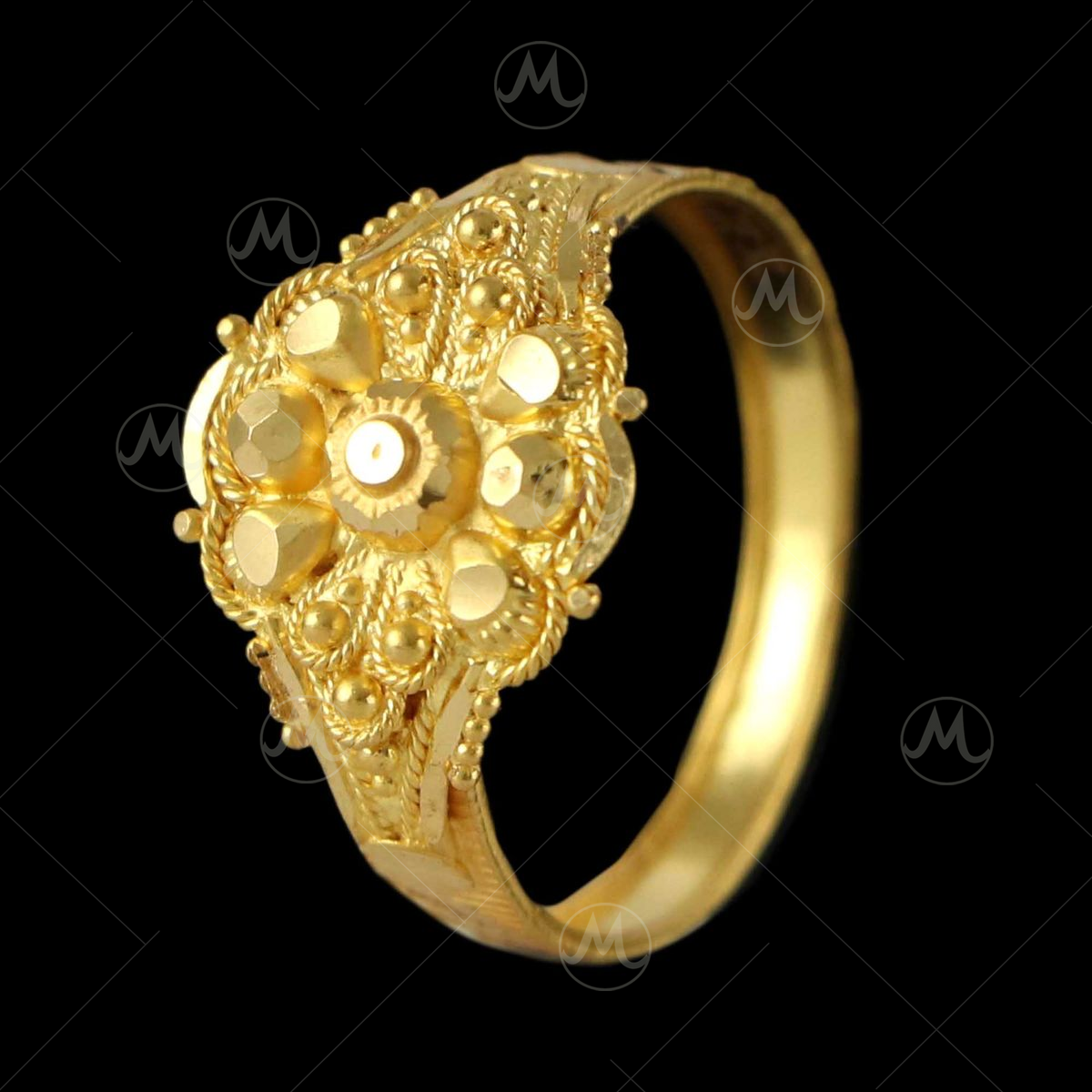 Image of Indian Made Gold Jewellery Gold Ring With Design on it Closeup  Shot-SI758809-Picxy