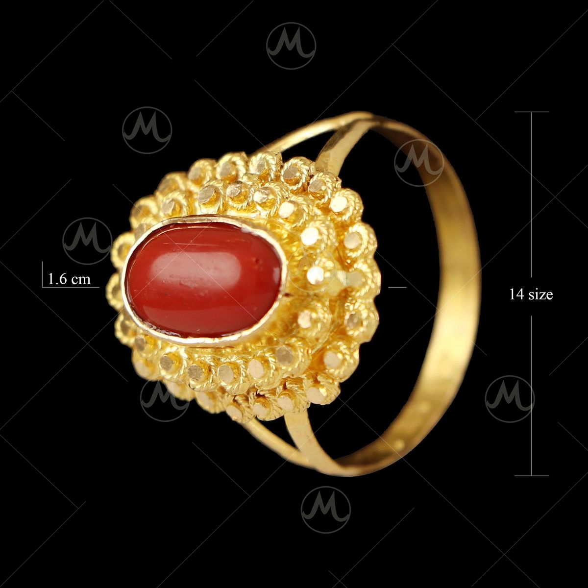 Buy Daily Wear Red Coral Impon Ring Gold Plated | Impon Female Finger Ring  Buy Online