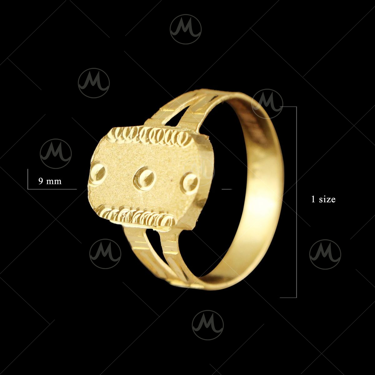 Gold Ring for Boys 22k - BjRi16699 - Fancy 22K Gold Ring designed with  machine cuts in matte and shine finish combination for boys.