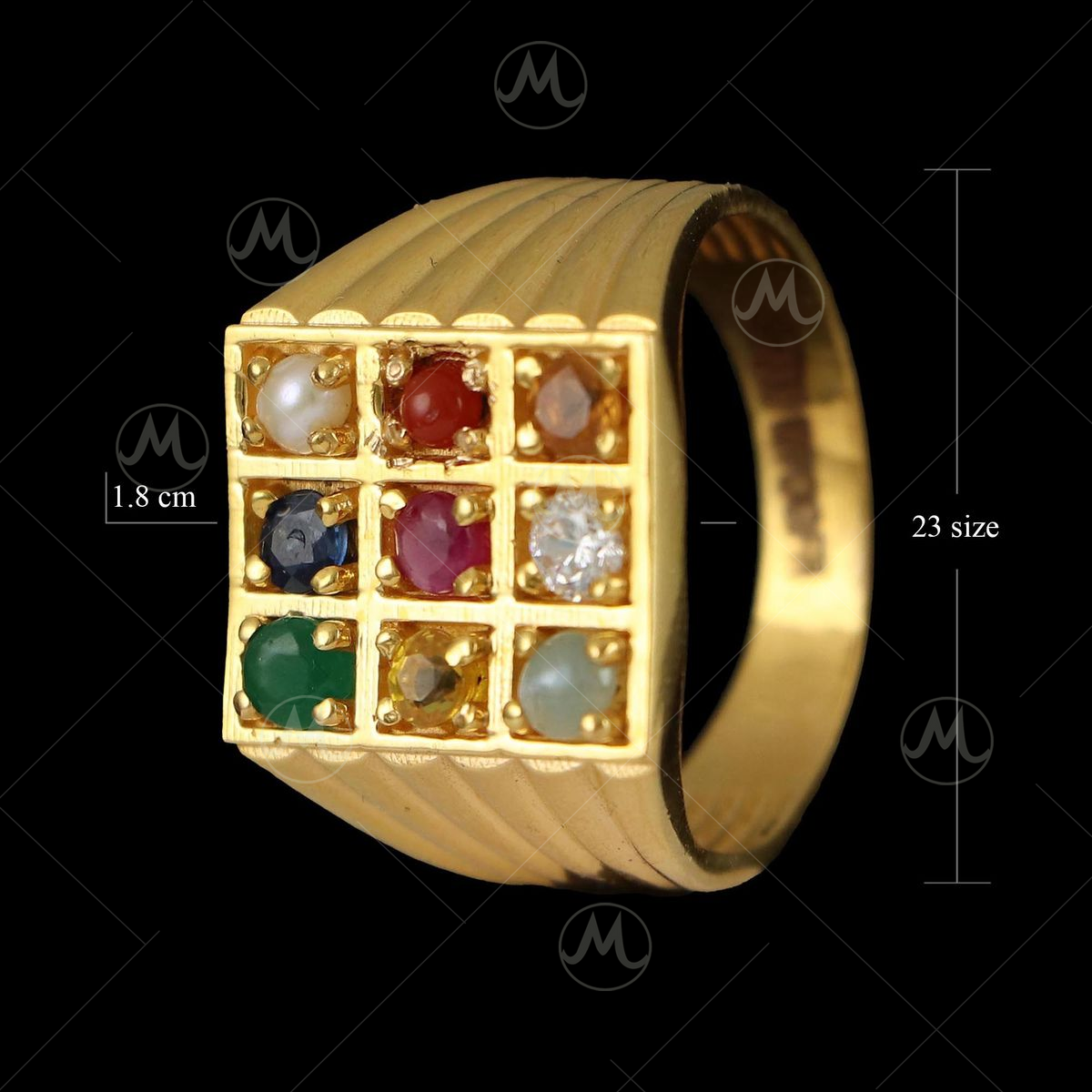 Buy Original Impon Gold Plated Natural 9 Stone Navaratna Ring for Men