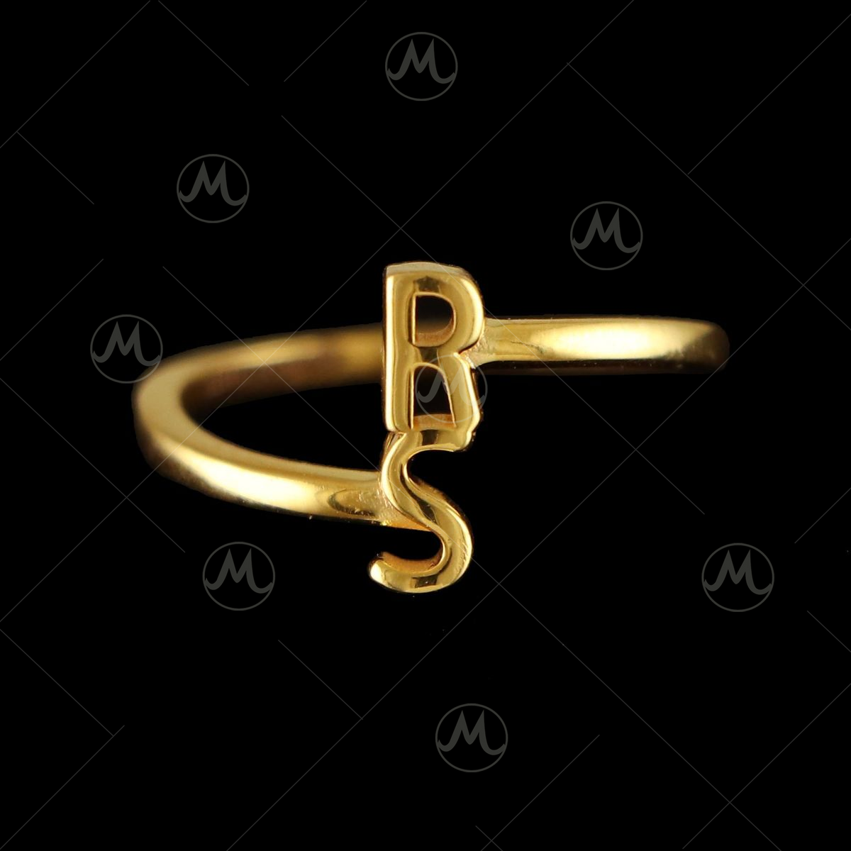 Peep Out Initial Gold Name Ring