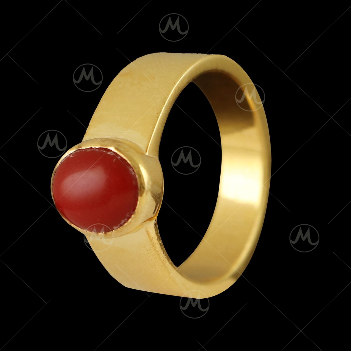 CORAL RING - Silver Plated with Coral Stone