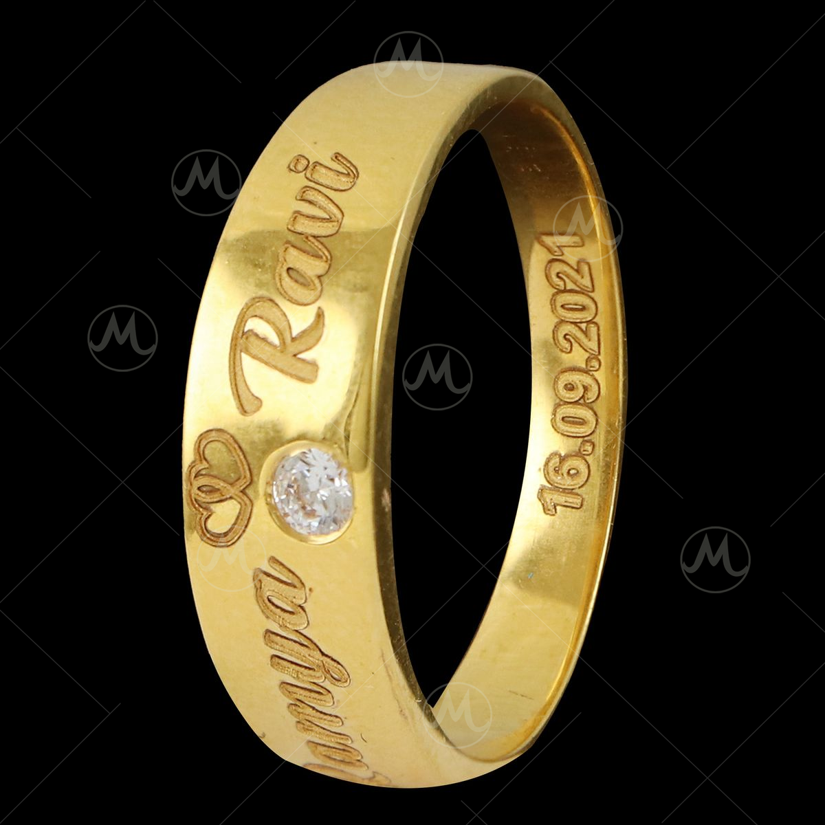 Shop 14K Yellow Gold Diamond Custom Name Ring | Carbon & Hyde