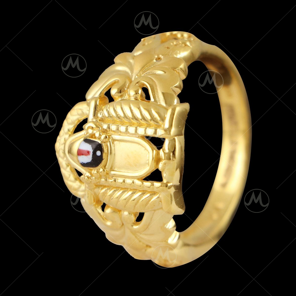 VHV Jewellers Inc. - 22 karat Men's Venkateswara Samy(god) Ring. This  beauty has the god in the middle with AD stones and enamel work. On the  side of the ring it has