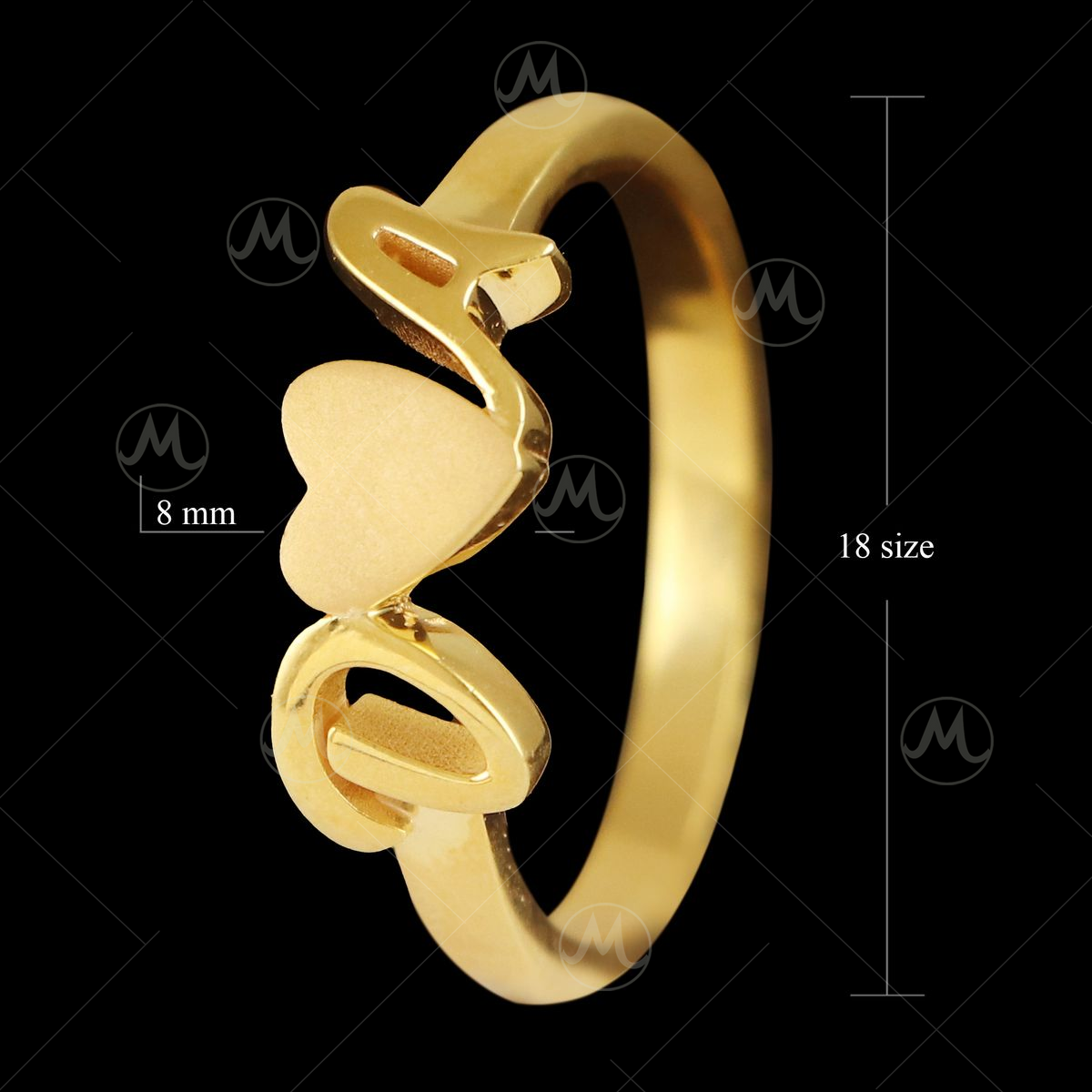 Women Fashion Simple Letter Ring(Gold M)